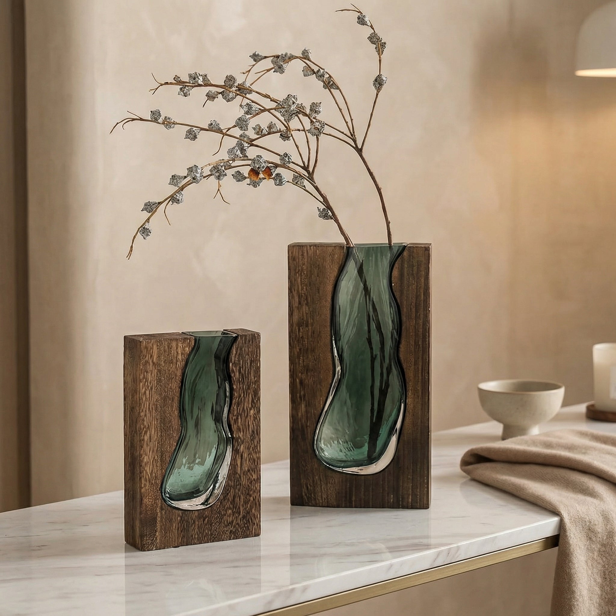 Nordic Live Edge Vase - Handcrafted Natural Wood Centerpiece