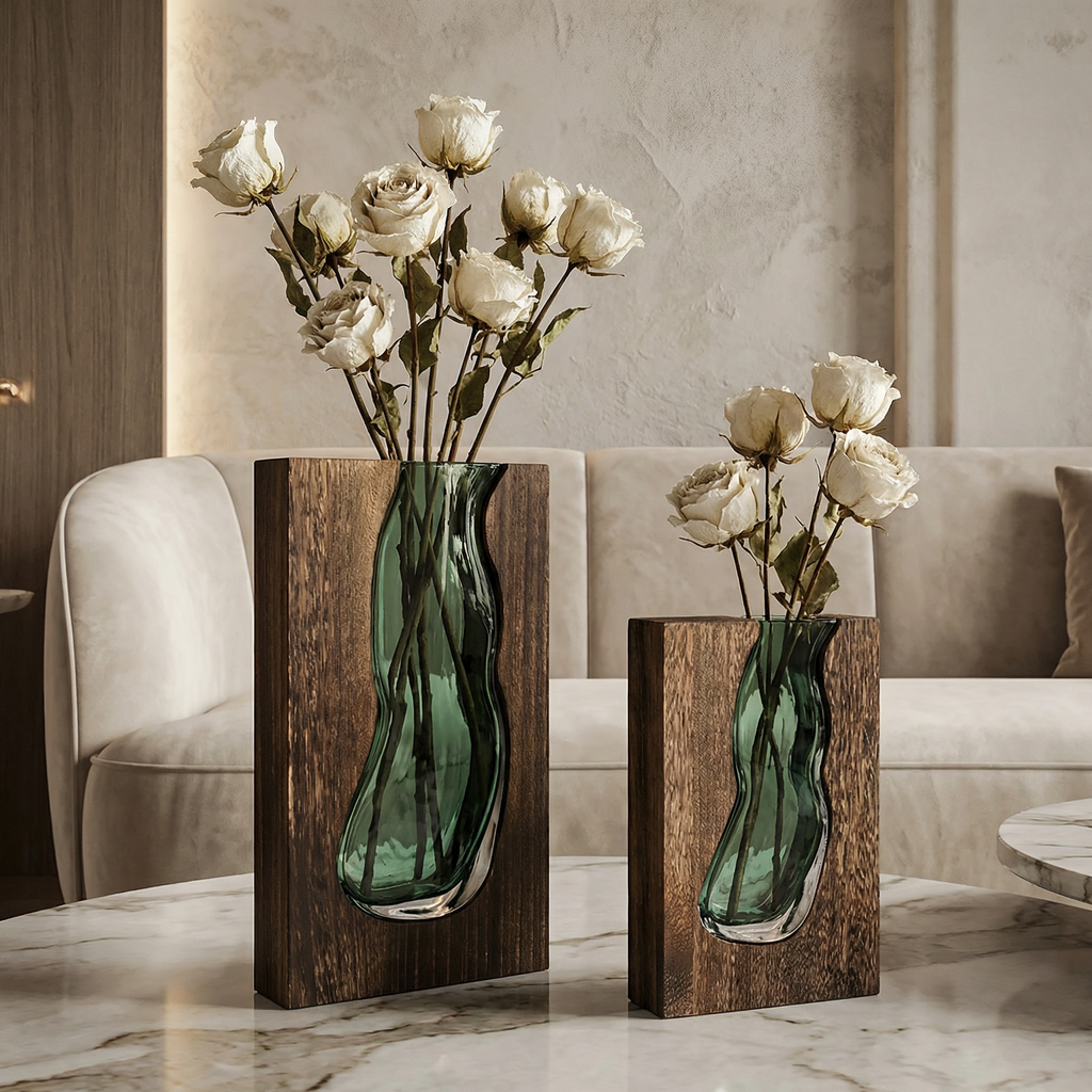 Nordic Live Edge Vase - Handcrafted Natural Wood Centerpiece