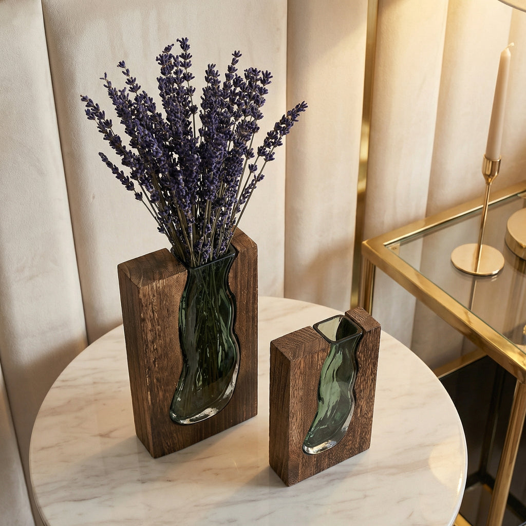 Nordic Live Edge Vase - Handcrafted Natural Wood Centerpiece