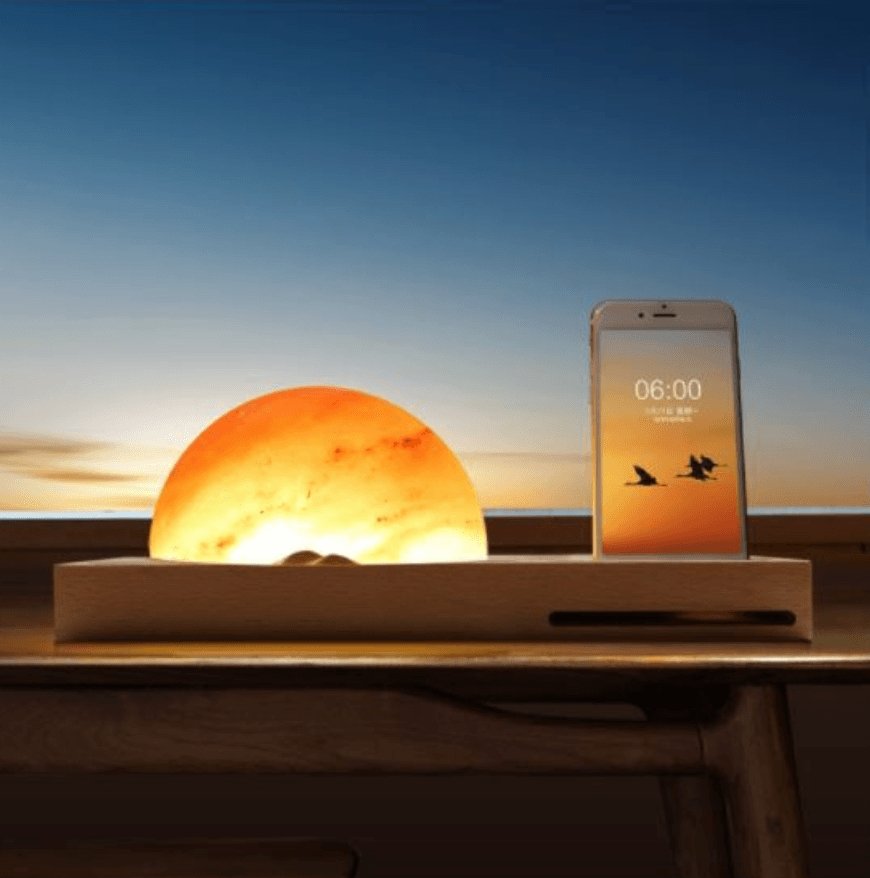 Himalayan Salt Lamp Wireless Charging Station — Ambient Glow with Qi Wireless Charging