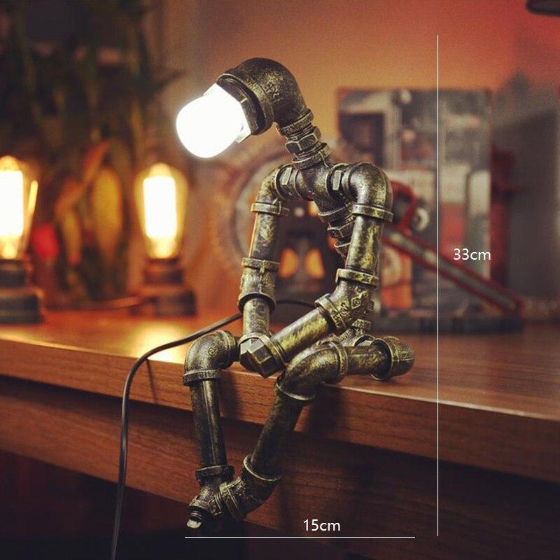 Industrial Iron Robot Lamp – Steampunk Desk Light