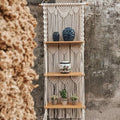 Handwoven Macrame Floating Wood Shelf for Stylish Wall Decor