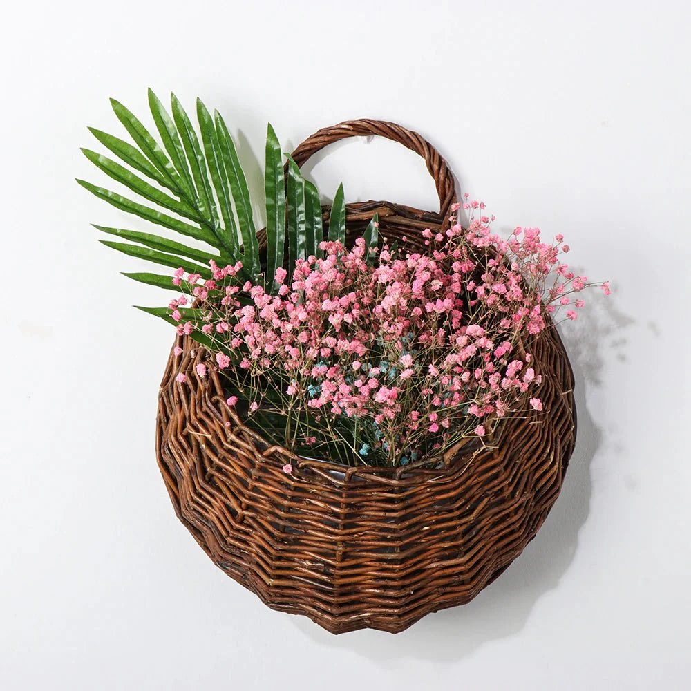 Handwoven Rattan Hanging Wall Planter