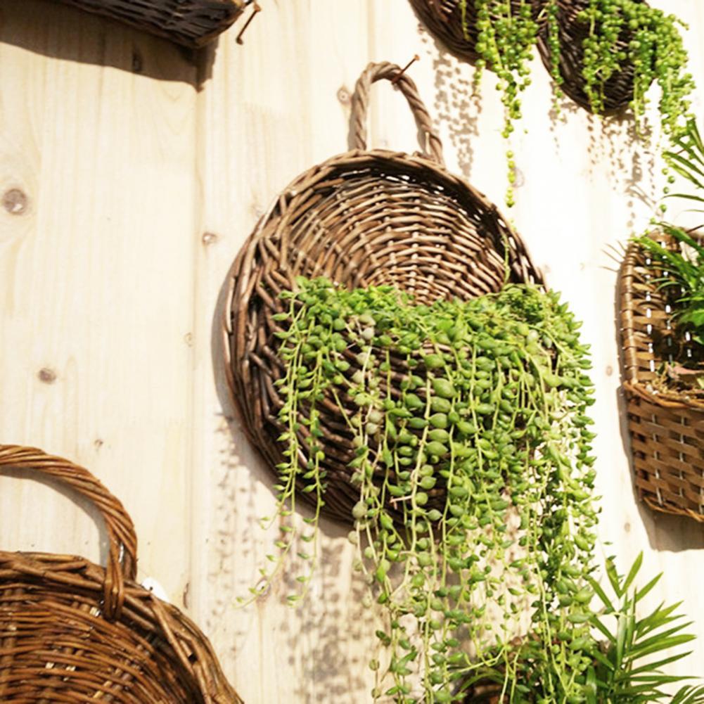 Handwoven Rattan Hanging Wall Planter