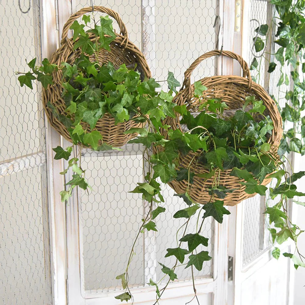 Handwoven Rattan Hanging Wall Planter