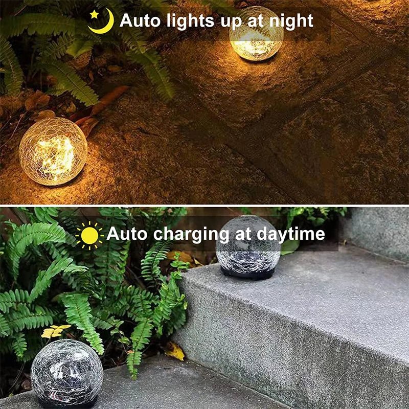Solar Glass Globe with Crackle Finish