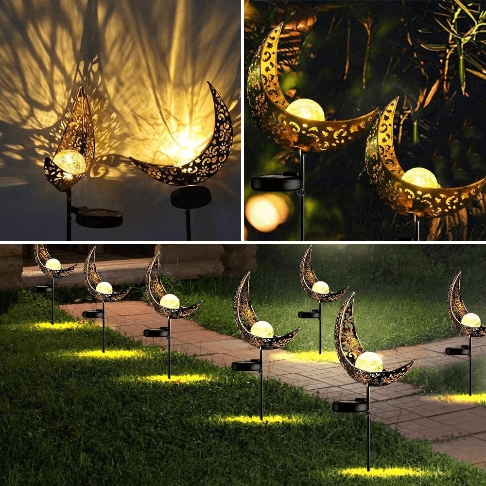 Solar-Powered Half-Moon Outdoor Light for Garden and Pathway