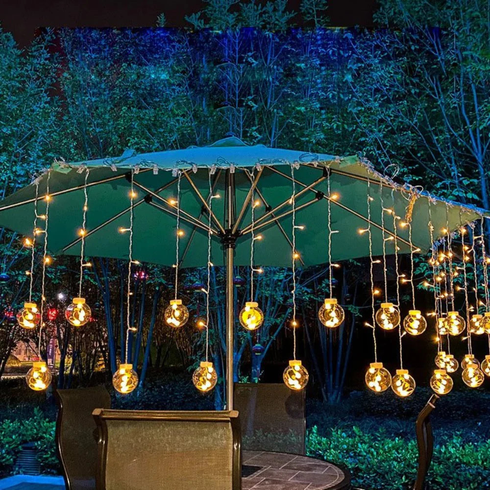 Solar Pendant String Lights - Warm Glow for Outdoor Patio & Garden