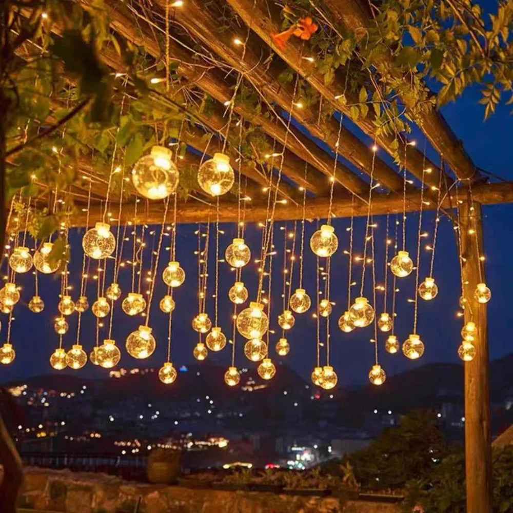 Solar Pendant String Lights - Warm Glow for Outdoor Patio & Garden