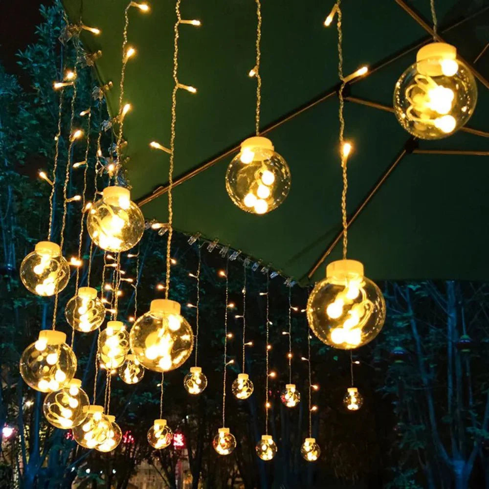Solar Pendant String Lights - Warm Glow for Outdoor Patio & Garden